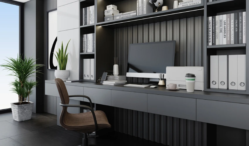 Home Office Shiplap Accent Wall