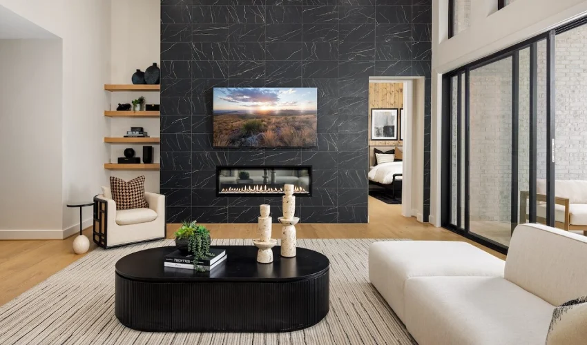Large accent wall in the living room Large accent wall in the living room