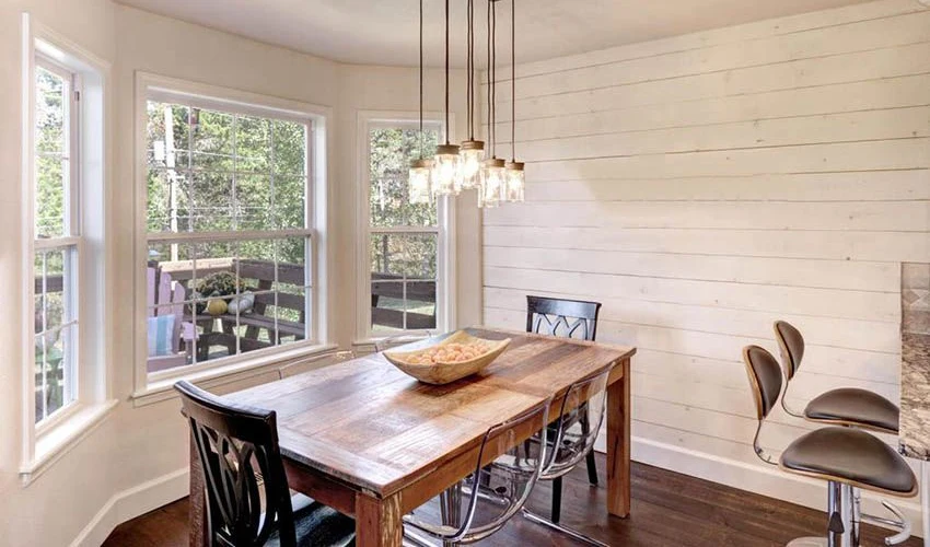 Shiplap Accent Wall in Dining Room