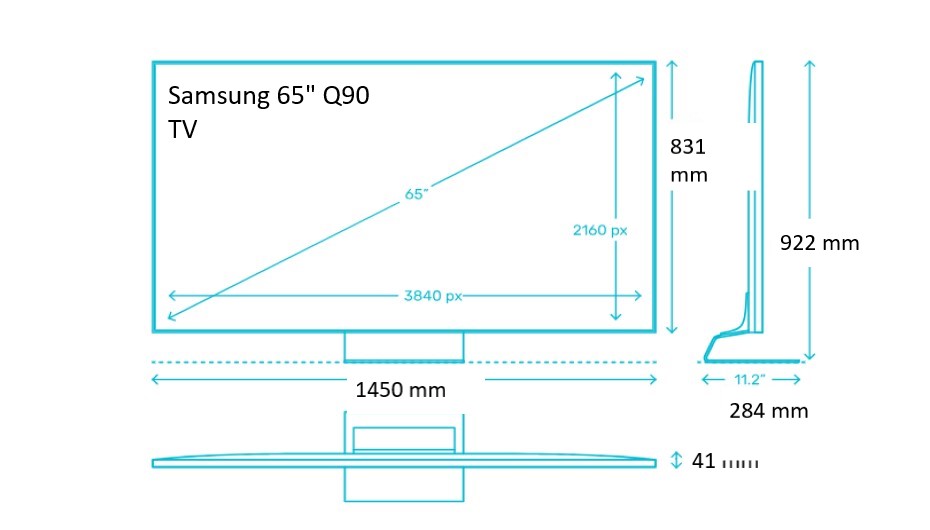 65 Inch TV Dimensions In MM