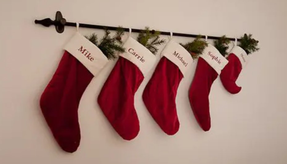 Hang Stocking Using Curtain rods