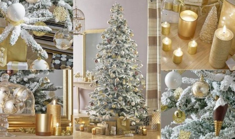 White & Silver Christmas Tree Decoration idea