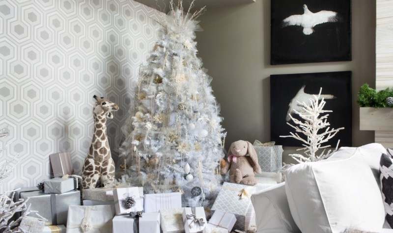 white and silver Christmas Trees