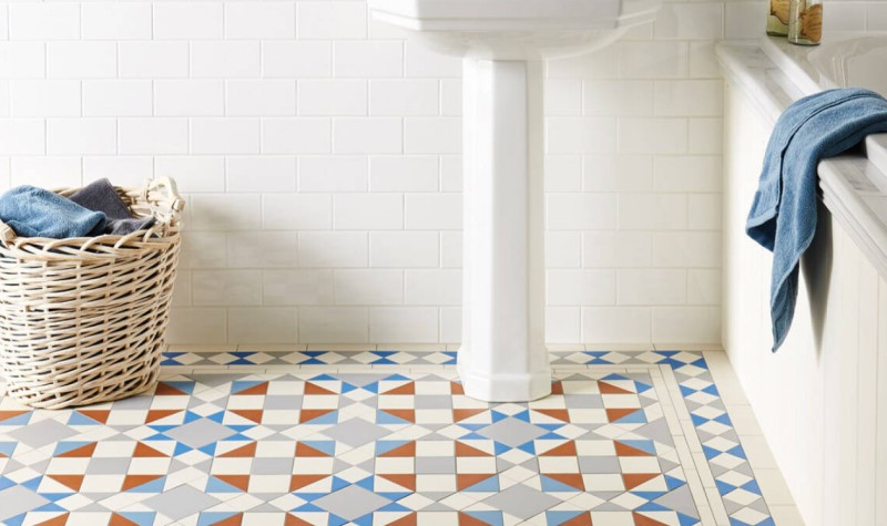 Incorporate Patterned Tiles - preppy bathroom decor ideas