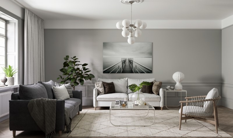 Apply Gray Shaded Artwork - gray living room design ideas