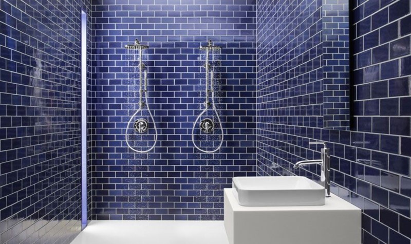 Choose Navy Blue Subway Tiles - modern navy blue bathrooms