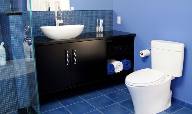 Consider Applying Matte Finishes - modern navy blue bathroom