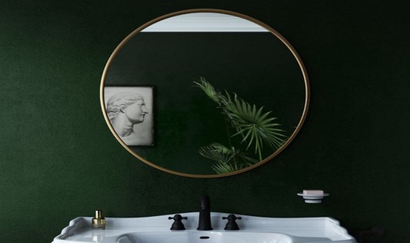 Hang A Stunning Mirror - dark green bathrooms