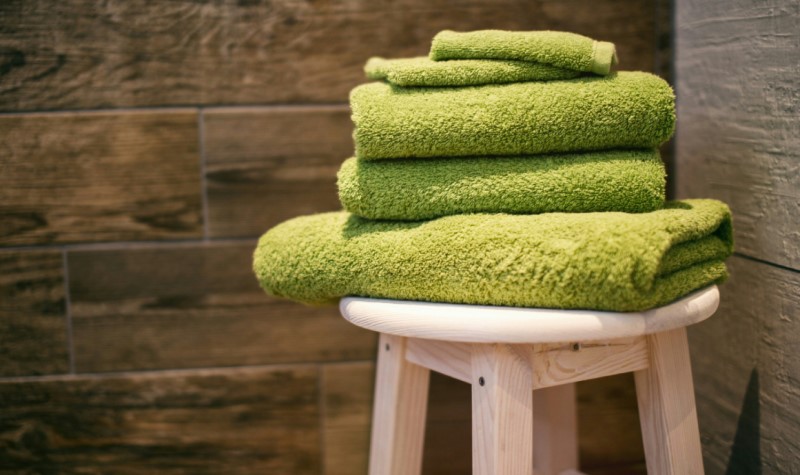 Place Some Plush Towels - dark green bathroom