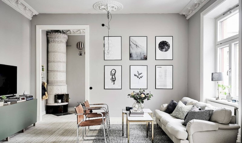 Select Light Grey Accent Walls For Grey Living Room