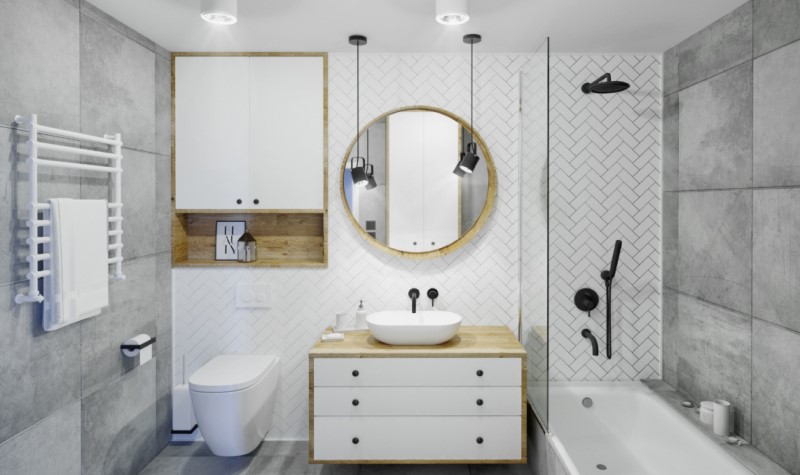 Select The Perfect Grey Shade - modern grey farmhouse bathroom